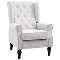Poltrona accent tufted moderna crema-bianca con schienale alto da 74,4 cm e design a orecchioni