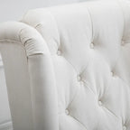 Poltrona accent tufted moderna crema-bianca con schienale alto da 74,4 cm e design a orecchioni