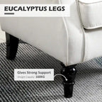 Poltrona accent tufted moderna crema-bianca con schienale alto da 74,4 cm e design a orecchioni