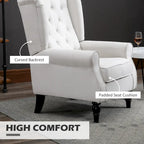 Poltrona accent tufted moderna crema-bianca con schienale alto da 74,4 cm e design a orecchioni