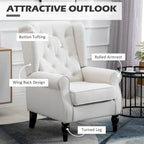 Poltrona accent tufted moderna crema-bianca con schienale alto da 74,4 cm e design a orecchioni