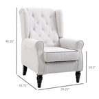 Poltrona accent tufted moderna crema-bianca con schienale alto da 74,4 cm e design a orecchioni