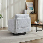 Poltrona girevole accent chair in ciniglia bianco+nero da 31,5" con struttura in legno massello