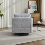 Poltrona girevole accent chair in ciniglia bianco+nero da 31,5" con struttura in legno massello