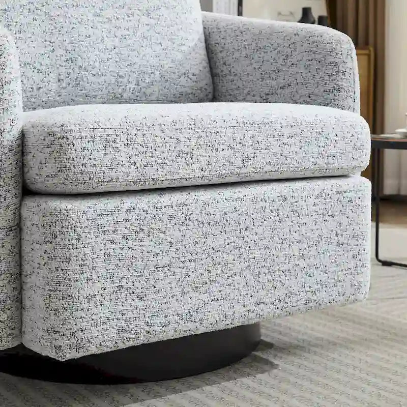 Poltrona girevole accent chair in ciniglia bianco+nero da 31,5" con struttura in legno massello