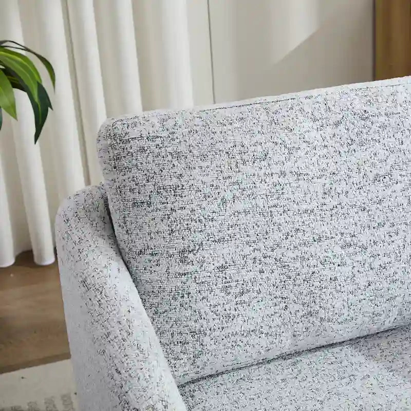 Poltrona girevole accent chair in ciniglia bianco+nero da 31,5" con struttura in legno massello