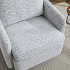Poltrona girevole accent chair in ciniglia bianco+nero da 31,5" con struttura in legno massello