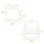 Poltrona girevole accent chair in ciniglia bianco+nero da 31,5" con struttura in legno massello