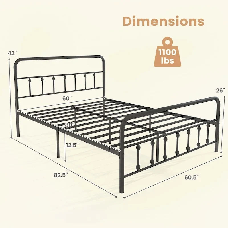Struttura letto con testiera matrimoniale/queen/king con spazio sotto il letto