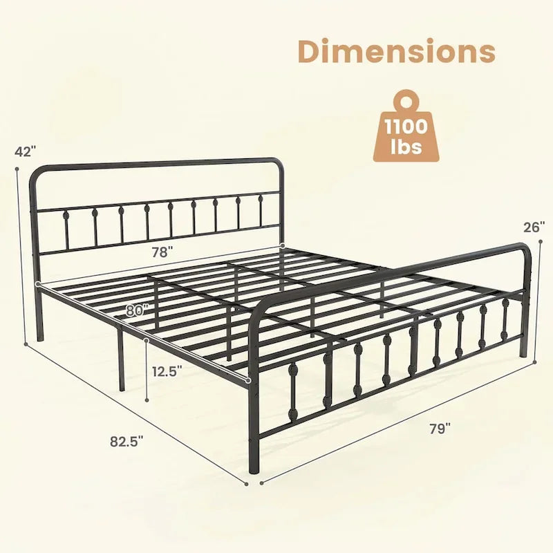 Struttura letto con testiera matrimoniale/queen/king con spazio sotto il letto
