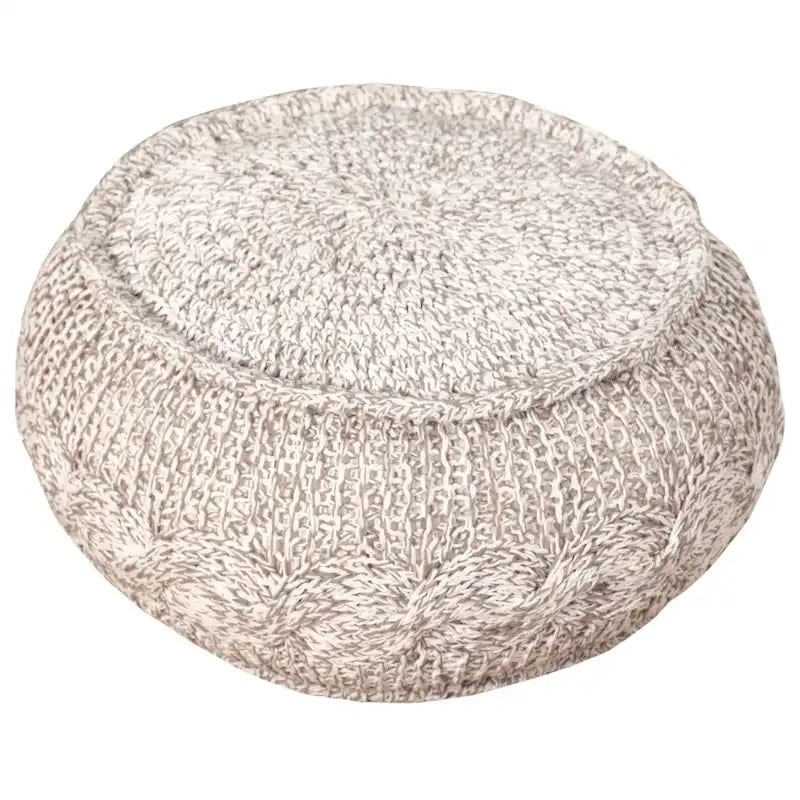 Pouf poggiapiedi beige in cotone da 20 pollici con design geometrico per soggiorno