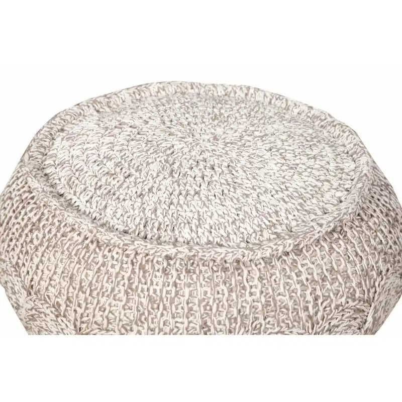 Pouf poggiapiedi beige in cotone da 20 pollici con design geometrico per soggiorno