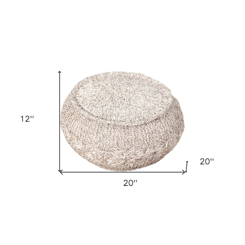 Pouf poggiapiedi beige in cotone da 20 pollici con design geometrico per soggiorno