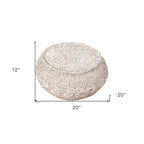 Pouf poggiapiedi beige in cotone da 20 pollici con design geometrico per soggiorno