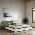Letto King Size Imbottito con Vani Contenitore e Pediera
