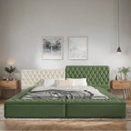 Letto King Size Imbottito con Vani Contenitore e Pediera