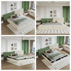 Letto King Size Imbottito con Vani Contenitore e Pediera
