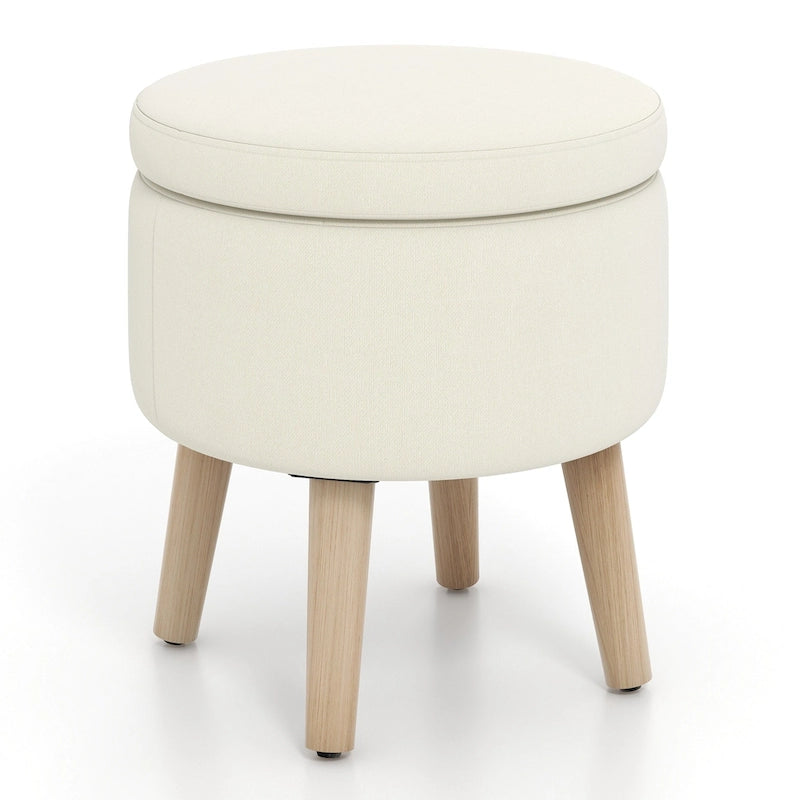 Pouf contenitore rotondo, poggiapiedi con vassoio per - Vedi dettagli