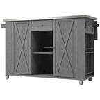 Isola da cucina per esterno, in legno di abete rustico con piano in acciaio inossidabile e vani intelligenti