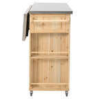 Isola da cucina per esterno, in legno di abete rustico con piano in acciaio inossidabile e vani intelligenti