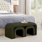 Set di 3 Panchine Moderne a U Pouf Teddy per Ingresso, Fondo Letto Camera da Letto, Set di 3 Piccoli Poggiapiedi Divano