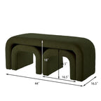Set di 3 Panchine Moderne a U Pouf Teddy per Ingresso, Fondo Letto Camera da Letto, Set di 3 Piccoli Poggiapiedi Divano