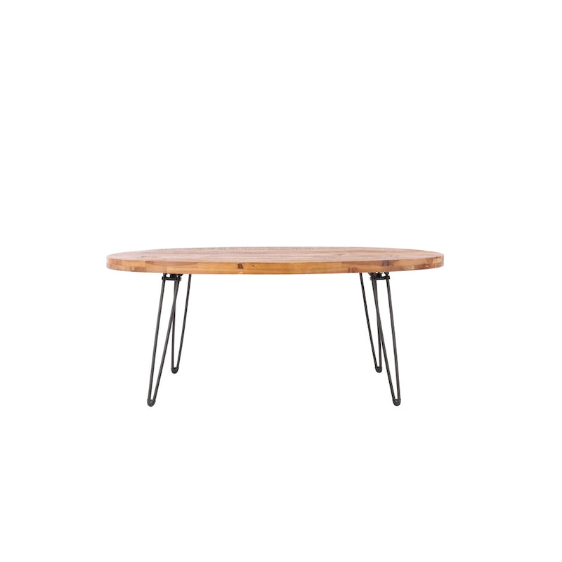 Tavolino da cocktail ovale pieghevole in legno naturale di recupero - 24,00 x 44,00 x 18,00