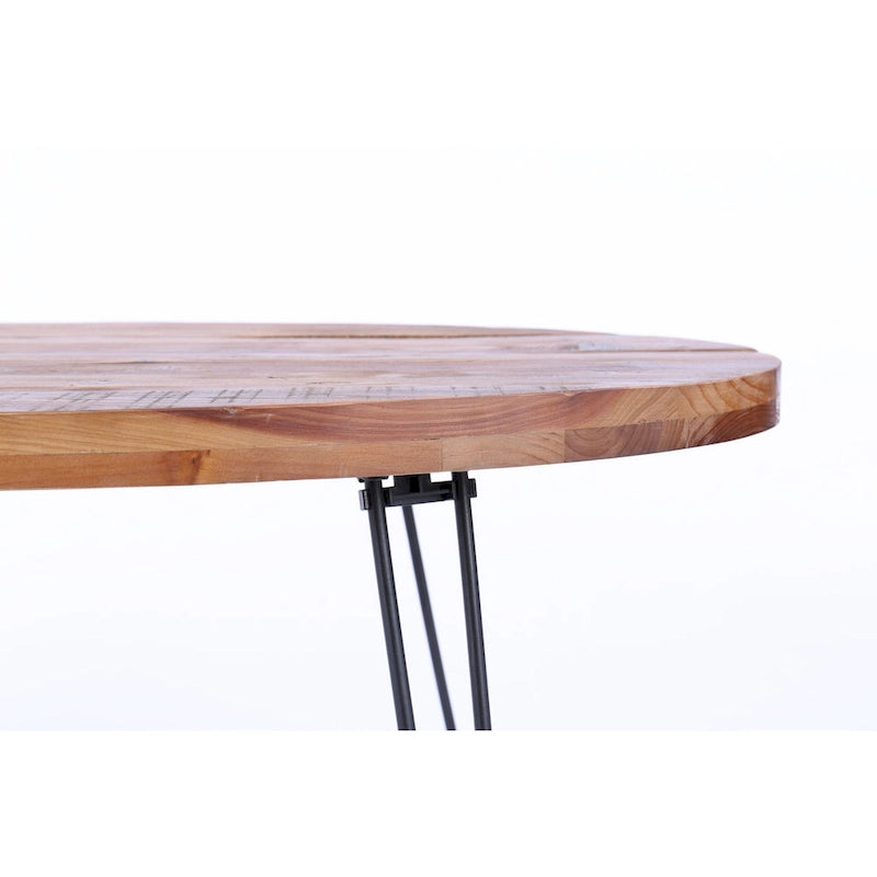 Tavolino da cocktail ovale pieghevole in legno naturale di recupero - 24,00 x 44,00 x 18,00