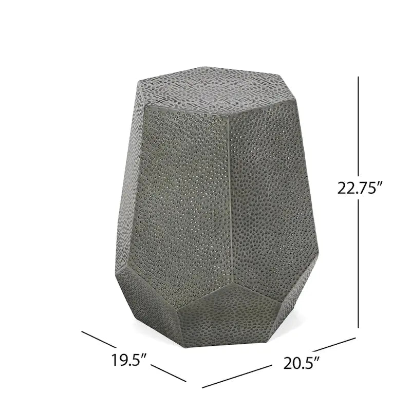 Tavolino laterale geometrico Pamsha in ferro martellato di