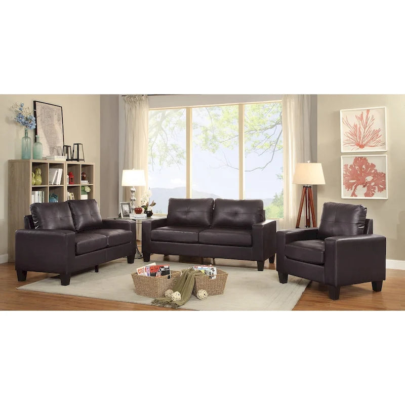 Divano dritto Newbury da 58 pollici con braccioli svasati in similpelle - 32 L x 58 P x 36 H