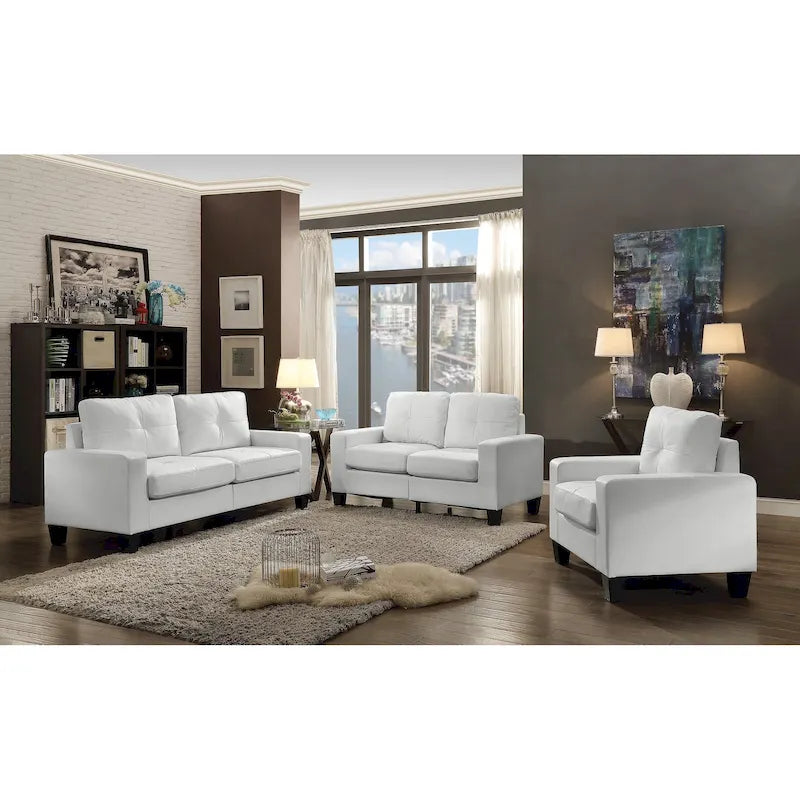 Divano dritto Newbury da 58 pollici con braccioli svasati in similpelle - 32 L x 58 P x 36 H