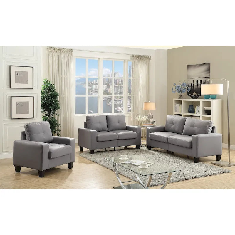 Divano dritto Newbury da 58 pollici con braccioli svasati in similpelle - 32 L x 58 P x 36 H