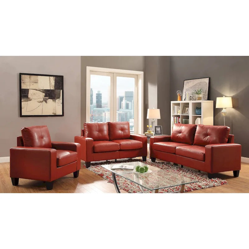 Divano dritto Newbury da 58 pollici con braccioli svasati in similpelle - 32 L x 58 P x 36 H