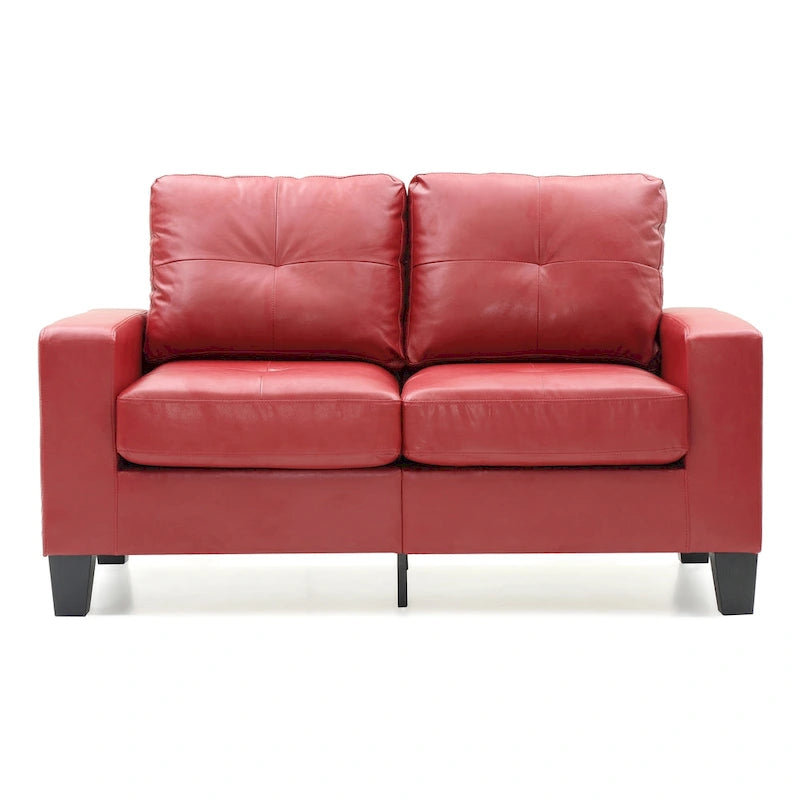 Divano dritto Newbury da 58 pollici con braccioli svasati in similpelle - 32 L x 58 P x 36 H
