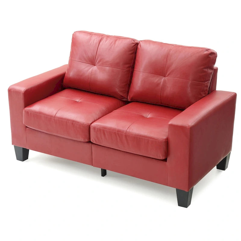 Divano dritto Newbury da 58 pollici con braccioli svasati in similpelle - 32 L x 58 P x 36 H