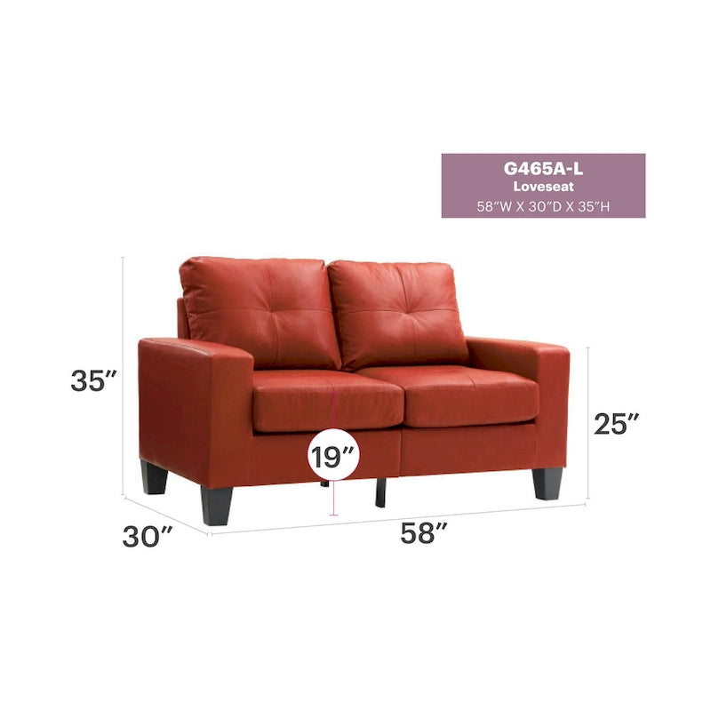 Divano dritto Newbury da 58 pollici con braccioli svasati in similpelle - 32 L x 58 P x 36 H