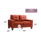 Divano dritto Newbury da 58 pollici con braccioli svasati in similpelle - 32 L x 58 P x 36 H