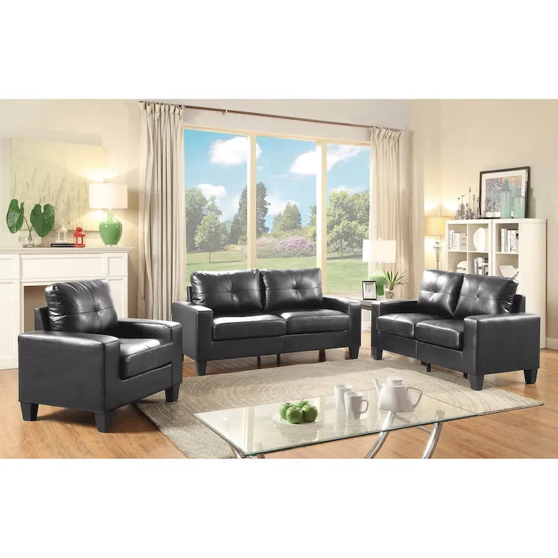 Divano dritto Newbury da 58 pollici con braccioli svasati in similpelle - 32 L x 58 P x 36 H