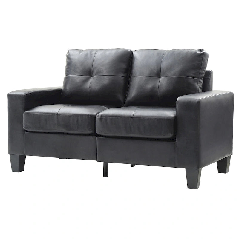 Divano dritto Newbury da 58 pollici con braccioli svasati in similpelle - 32 L x 58 P x 36 H