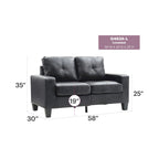 Divano dritto Newbury da 58 pollici con braccioli svasati in similpelle - 32 L x 58 P x 36 H