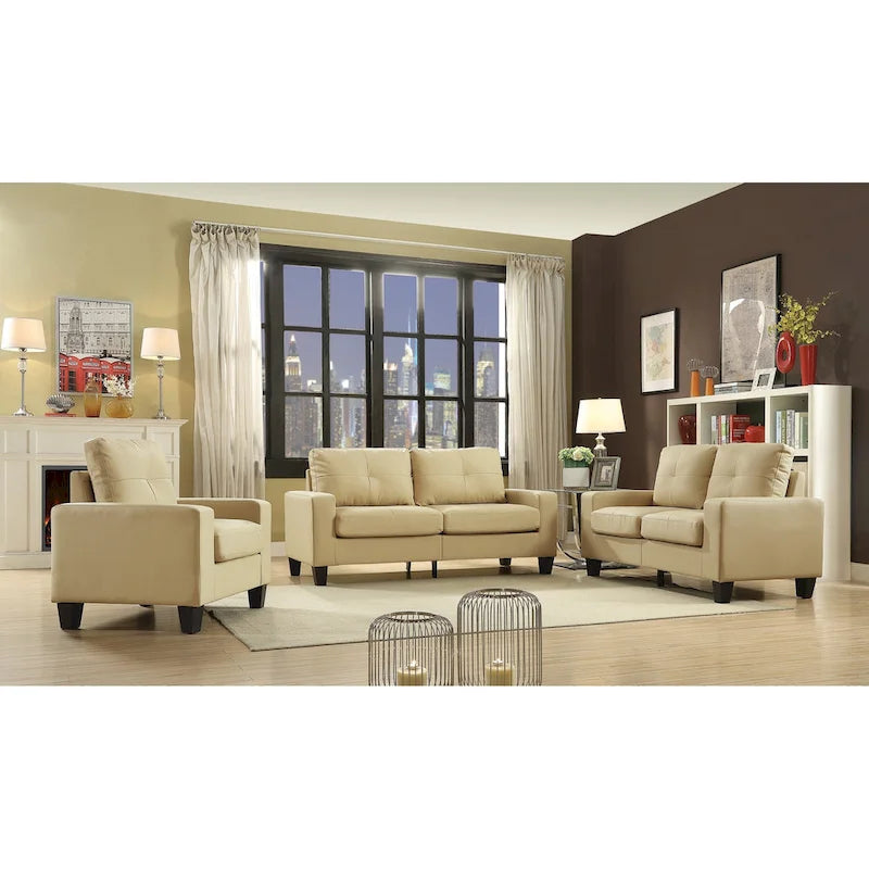 Divano dritto Newbury da 58 pollici con braccioli svasati in similpelle - 32 L x 58 P x 36 H
