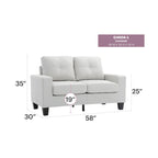 Divano dritto Newbury da 58 pollici con braccioli svasati in similpelle - 32 L x 58 P x 36 H