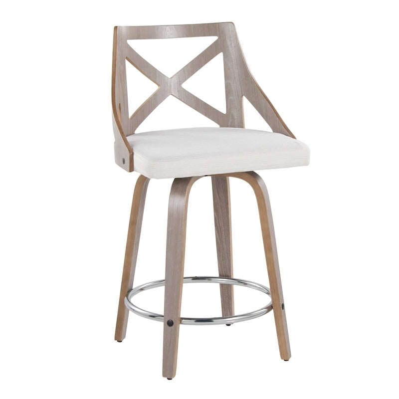 Charlotte 24 Sgabello da bancone ad altezza fissa con gambe in legno curvato (set da 2)