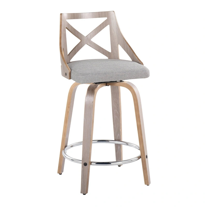 Charlotte 24 Sgabello da bancone ad altezza fissa con gambe in legno curvato (set da 2)