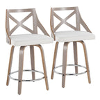 Charlotte 24 Sgabello da bancone ad altezza fissa con gambe in legno curvato (set da 2)
