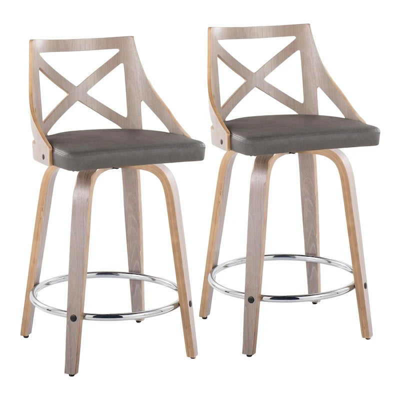 Charlotte 24 Sgabello da bancone ad altezza fissa con gambe in legno curvato (set da 2)