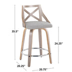 Charlotte 24 Sgabello da bancone ad altezza fissa con gambe in legno curvato (set da 2)