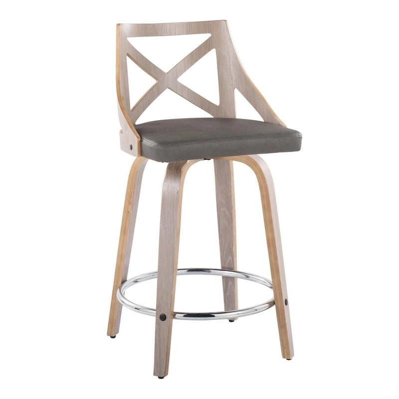 Charlotte 24 Sgabello da bancone ad altezza fissa con gambe in legno curvato (set da 2)