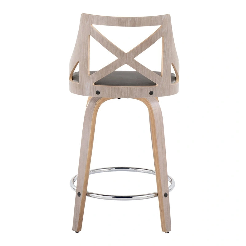 Charlotte 24 Sgabello da bancone ad altezza fissa con gambe in legno curvato (set da 2)