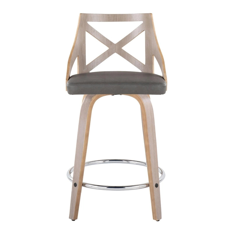 Charlotte 24 Sgabello da bancone ad altezza fissa con gambe in legno curvato (set da 2)